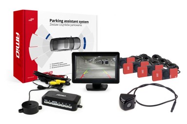 AMIO Parking senzori x4, crni, 16,5 mm, unutarnja montaža, TFT01 4,3", HD-310 kamera za rikverc